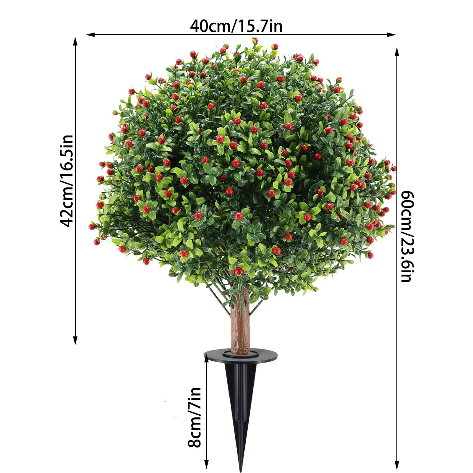 Artificial Boxwood Tree Outdoor Plant Fake Shrub Easy Install No Maintenance Realistic Design, Decorative Faux Plant for Garden Porch Patio Yard Landscaping Home Decor Outdoor Use