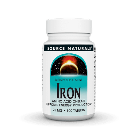 Source Naturals Iron, Amino Acid Chelate Supports Enegry Production* 25 mg - 100 Tab;ets
