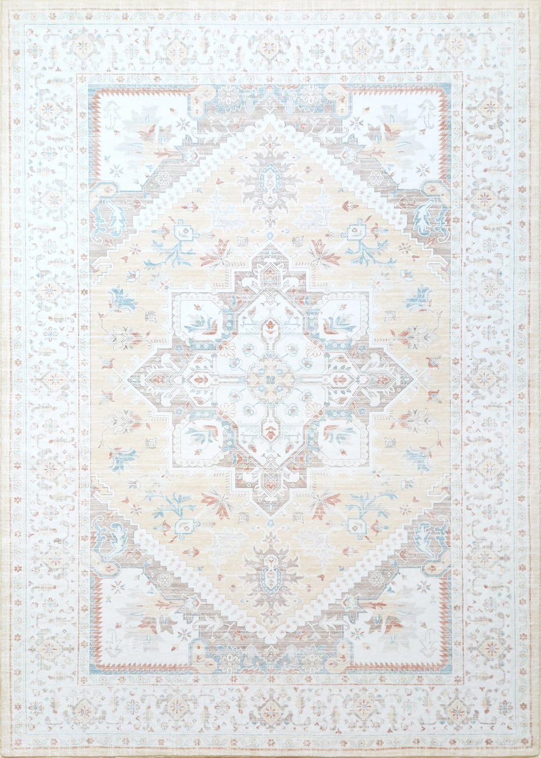 METSAVAIM 5x7 Area Rug - Ultra Soft Vintage Pattern Area Rug for Bedroom, Living Room & Office | Non-Slip Machine Washable Rugs, Ideal for Indoor & Outdoor Use