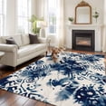 thumbnail image 2 of Area Rug for Living Room, Blue Tie-dye Non-Slip Indoor Large Carpet for Bedroom/Dining Room, Vintage Rustic Abstract Painting Art Washable Low-Profile Rectangle Floor Runner Rugs - 6 x 9 Ft, 2 of 8