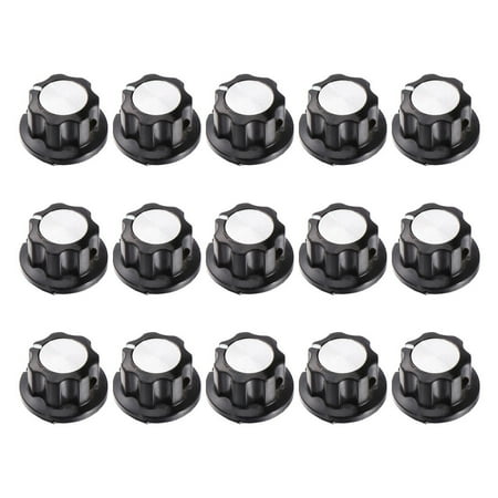 FRCOLOR 15pcs Potentiometer Knob Kit Rotary Knobs Caps Kit Knurled Shaft Bakelite Knob Control Knob Compatible for Hole 6mm MF A01 WH118 WX050 Potentiometer Hat (Black) 0.71 X0.59 X0.59