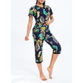 thumbnail image 6 of GXFC Women’s Pajama Set Clothes Vintage Short Sleeve Floral Tops+Elastic Waistband Pants 2Pcs Summer Loungewear Sleepwear Clothing for Women, 6 of 9