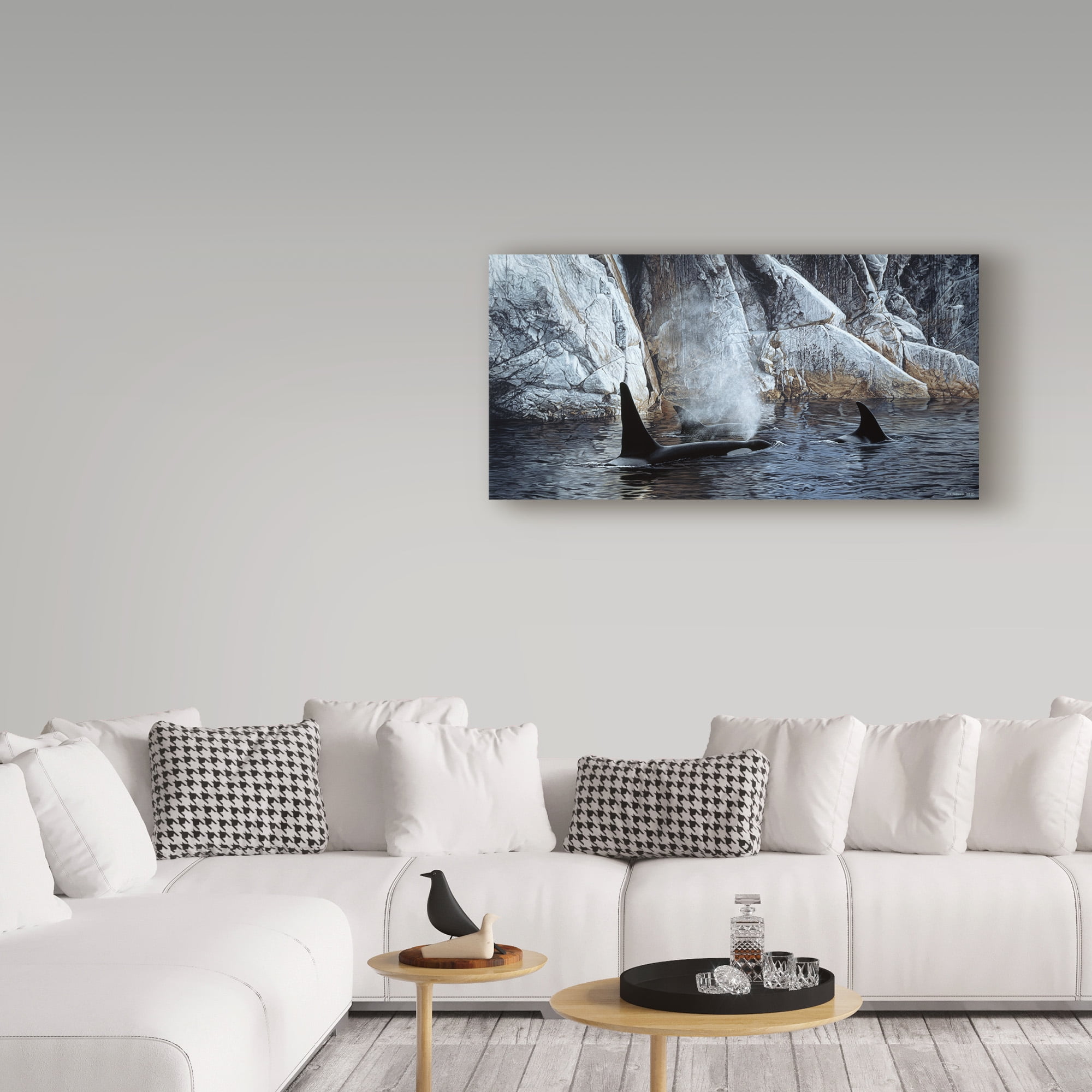 Trademark Fine Art 'Deep Water Orcas' Canvas Art by Ron Parker