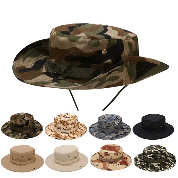TELOLY Men Camouflage Bonnie Hats Tactical Army Bucket Hats Military Panama Summer Bucket Caps Hunting Hiking Outdoor Camo Sun Protect Boonie Hat Military Tactical for Men Women Fishing Outdoor