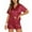 W-Red, variant on UVN Pajamas for Women Summer Short Sleeve Tops and Shorts Soft Satin Silk Pj Set Sleepwear Loungewear 2 Piece Outfit