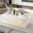 thumbnail image 6 of ChVans 47.3" High Glossy LED Coffee Table with 2 Sliding Storage Drawers, Living Room Coffee Table w/APP Control LED Lights, Modern Double-Layer Center Tables Large Furniture, White, 6 of 6