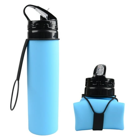 Collapsible Water Bottle - Silicone Foldable with Leak Proof Valve BPA Free, 21