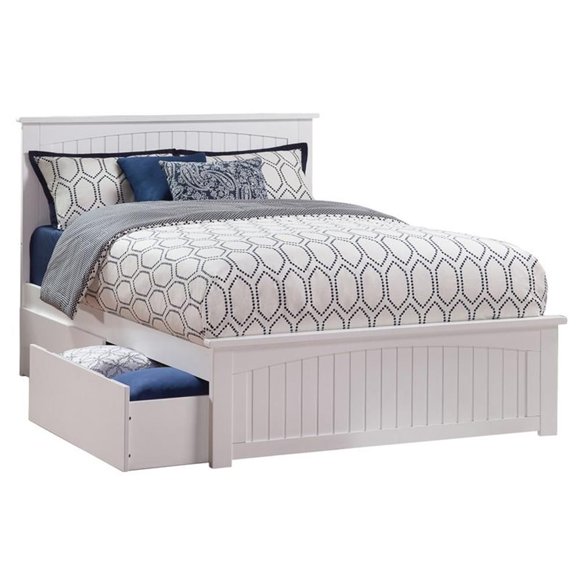 Pemberley Row Solid Wood White Platform Bed Cottage Design 64.63" x 83.5"