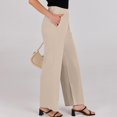 thumbnail image 5 of Tittly Palazzo Pants Wide Leg Sweatpants Women Women's Solid Color Fashionable Casual Pocket Cotton Linen Waist Wide Leg Pants Cotton Pants for Women Pantalones Para Mujer Beige L, 5 of 8