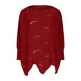 thumbnail image 6 of Women's Long Batwing Sleeve Sweater Sloid Casual Oversized Crochet Knit Tops Wine 5XL, 6 of 8