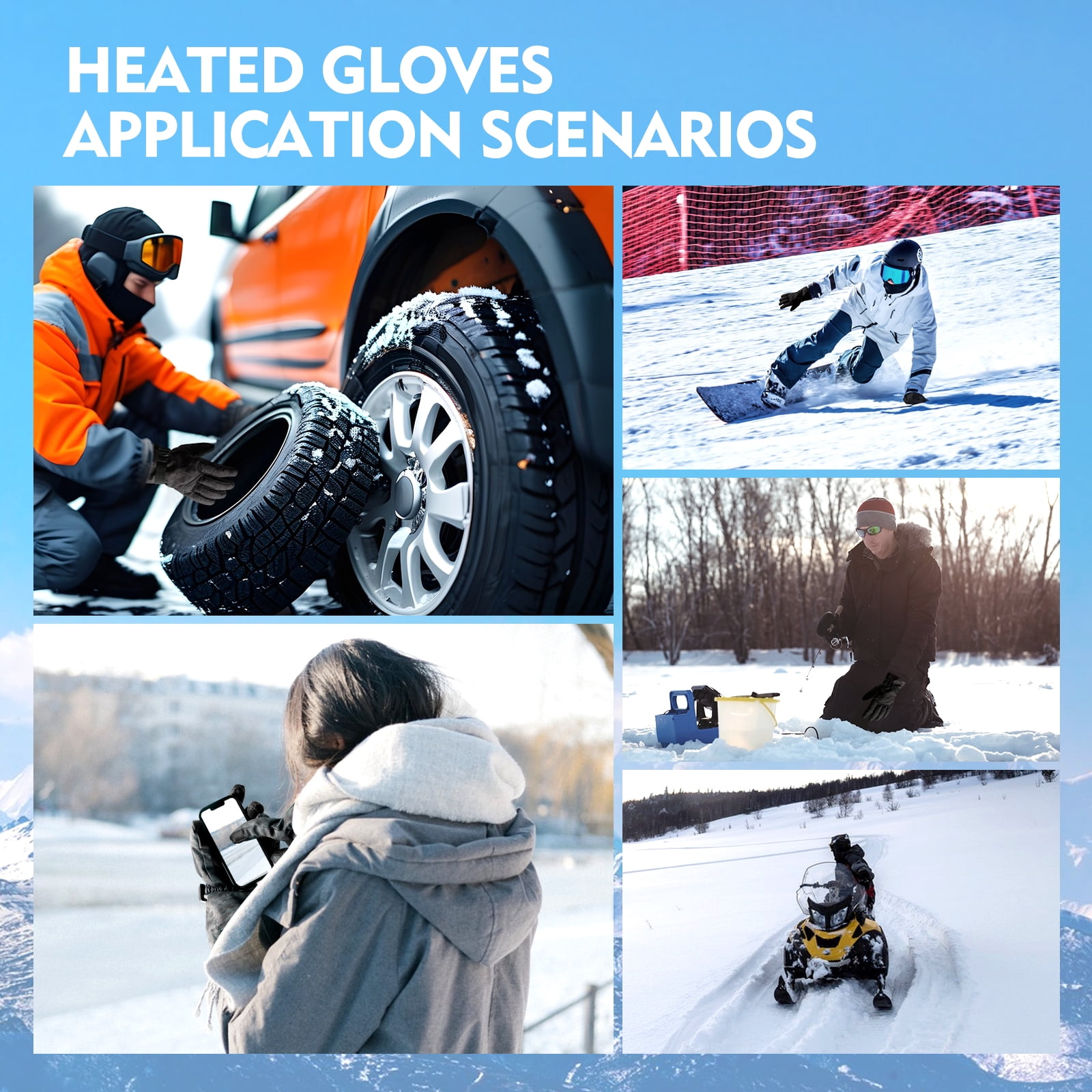 ABXMAS Heated Gloves, Heated Gloves for Men and Women, Waterproof Touch Screen Rechargeable Heated Gloves with Two 7.4V 3200mAh Batteries for Winter Outdoor Cycling Skiing Work, M