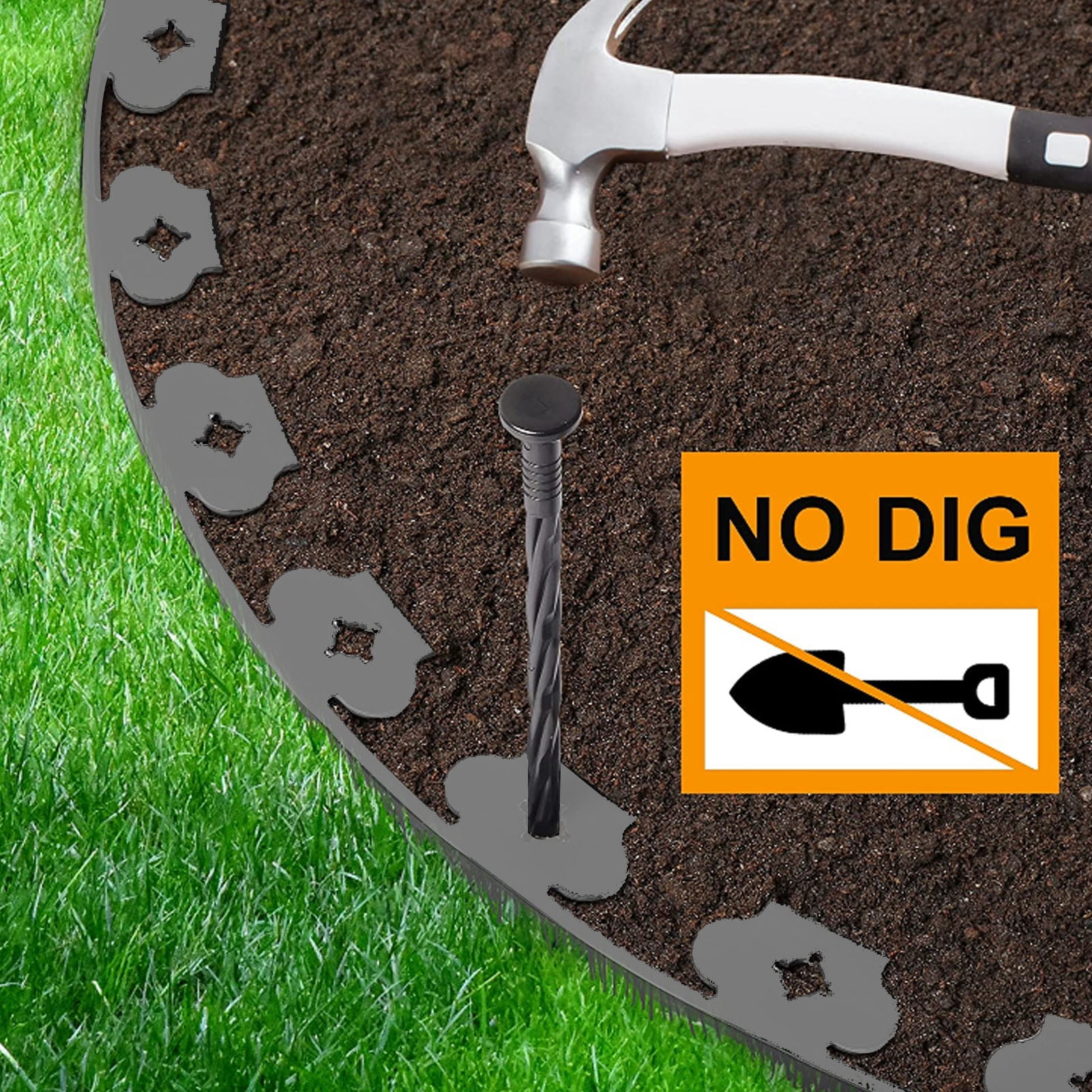 Suodoka Landscape Edging Kit PE L Shaped Easy Deformation No Dig Garden Border Edging for Landscaping Grey 2 x 2 x 393.7 inches / 5 x 5 x 1000 cm Includes 30 Spikes