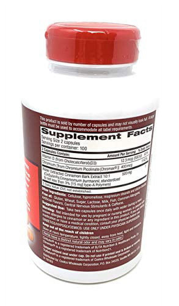 TruNature Advanced Strength Cinsulin Cinnamon, Vitamin D3 Cinnamon 500 Mg, Chromium Picolinate, 400 Mcg, 500 Iu, 200 Capsules by TruNature