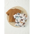 thumbnail image 4 of Dinosaur Print Short Sleeve Tops+Solid Color Casual Tee Baby Boys 2Pcs Summer Clothes Size:6M-3Y, 4 of 7