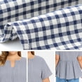 thumbnail image 5 of DARING DIVA Women's Plus Gingham Tops Plaid Notch Neck Blouse 1X Navy Blue, 5 of 6