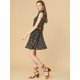 thumbnail image 4 of Día de San Patricio Vestido Sin Mangas Con Cinturón Estampado Por Encima De La Rodilla Con Media Tapeta Para Mujer Floral Negro, Amarillo L, 4 of 6