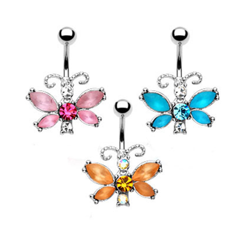 MsPiercing Fairy Butterfly Belly Button Ring