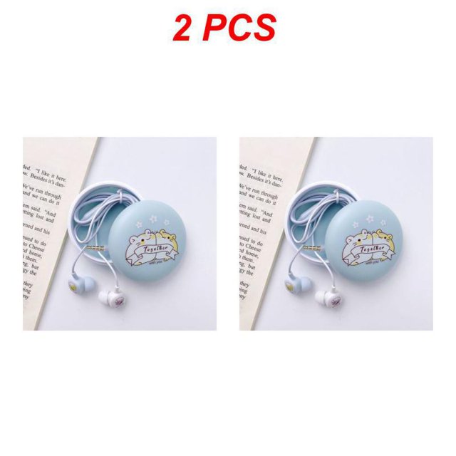 1~5PCS Earphone Holder Case with Subwoofer Earphone Line Cartoon Red Rice Storage Protective Box Headphone Bag Earbuds Style C 2pcs