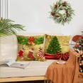 thumbnail image 3 of Set of 4 Christmas Pillow Covers 16x16 Inch Merry Christmas Pillow Cases Christmas Tree Velvet Throw Pillow Covers Gold Xmas Holiday Pillow Covers Outdoor Couch Sofa Cushion Covers for New Year(16), 3 of 6