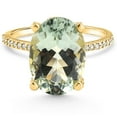 thumbnail image 2 of Pompeii 5 3/4Ct Oval Green Amethyst Diamond Side Halo Ring 14k Yellow Gold Lab Grown, 2 of 6