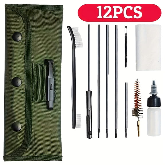 Multi-Caliber Barrel Cleaning Kit (.22–.30 Cal) Flexible Rod Maintenance Set with Brushes and Cleaning Accessories