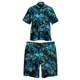 thumbnail image 2 of Biekopu Men's Hawaii Shirt Suits, Fashion Printed Button Down Short Sleeve Shirt + Beach Shorts Set, 2 of 9