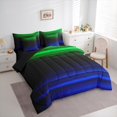 thumbnail image 3 of jejeloiu Vintage Striped Print 7pcs Bedding Comforter Set,Abstract Geometric Pattern Queen Bedding Sets,Noen Green Blue Lines Queen Sheet Sets For Adult,Breathable Home Decor Reversible, 3 of 8