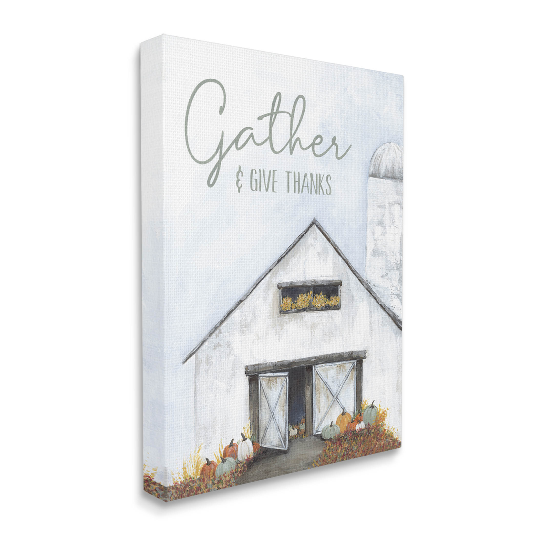 Gather & Give Thanks Autumn Barn Holiday Graphic Art Gallery Wrapped Canvas Print Wall Art