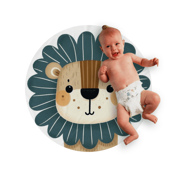 Cobija Manta Frazada Redonda Juana Gallo Para Bebé Diseño de Leon Ultra Suave y Ligera