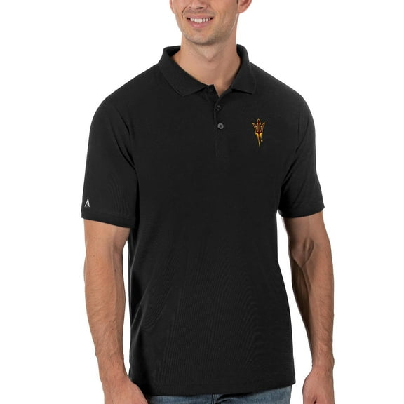Men's Antigua Black Arizona State Sun Devils Legacy Pique Polo