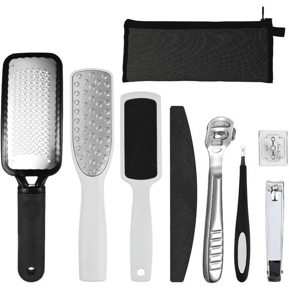 Amerteer 8in1 Professional Pedicure Kit Rasp Foot File Callus Remover Set Nail Care Tools 