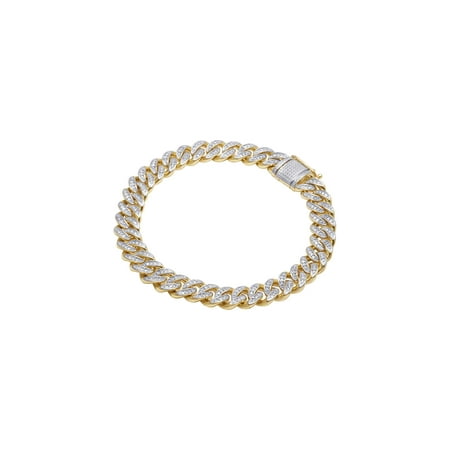 - Men's 10K Yellow Gold Real Diamond Miami Cuban Bracelet 1 CT 9MM