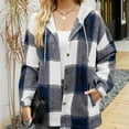 thumbnail image 2 of jsaierl Women’s Casual Plaid Hooded Shacket Flannel Drawstring Jacket Button Down Shirt Hoodie with Pocket, 2 of 7