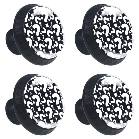 4 Pcs Question Mark Black Knobs for Kitchen Cabinet Cupboard Dresser Bookcase Drawer Pulls Handles Round Home Decor