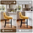 thumbnail image 3 of Bar Stool Set of 4, 26" Counter Height Bar Stools with Back, LEGAHOME Velvet Upholstered Gold Bar Stool with Button Tufted & Wooden Legs, Bar Stools Chair for 35-39" Kitchen Island Counter, 3 of 11