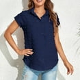 thumbnail image 5 of Bigersell Ladies Summer Tops Women's Casual Fashion Summer Chiffon Short Sleeve Button Cardigan Shirt Tops Blouse Women Peplum V-Neck Short Sleeve Summer Tops Style B53033, Navy L, 5 of 6