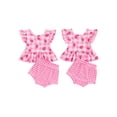 thumbnail image 3 of Little Girls Summer Shorts Sets Flying Sleeve Strawberry/Sunflower Print Tops Plaid PP Shorts Sets, 3 of 10