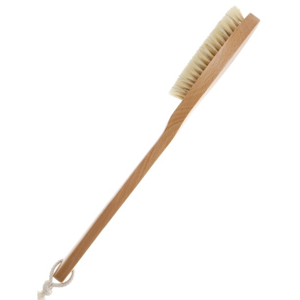 Cepillo corporal para baño, mango largo, cepillo de ducha de madera con cerdas naturales