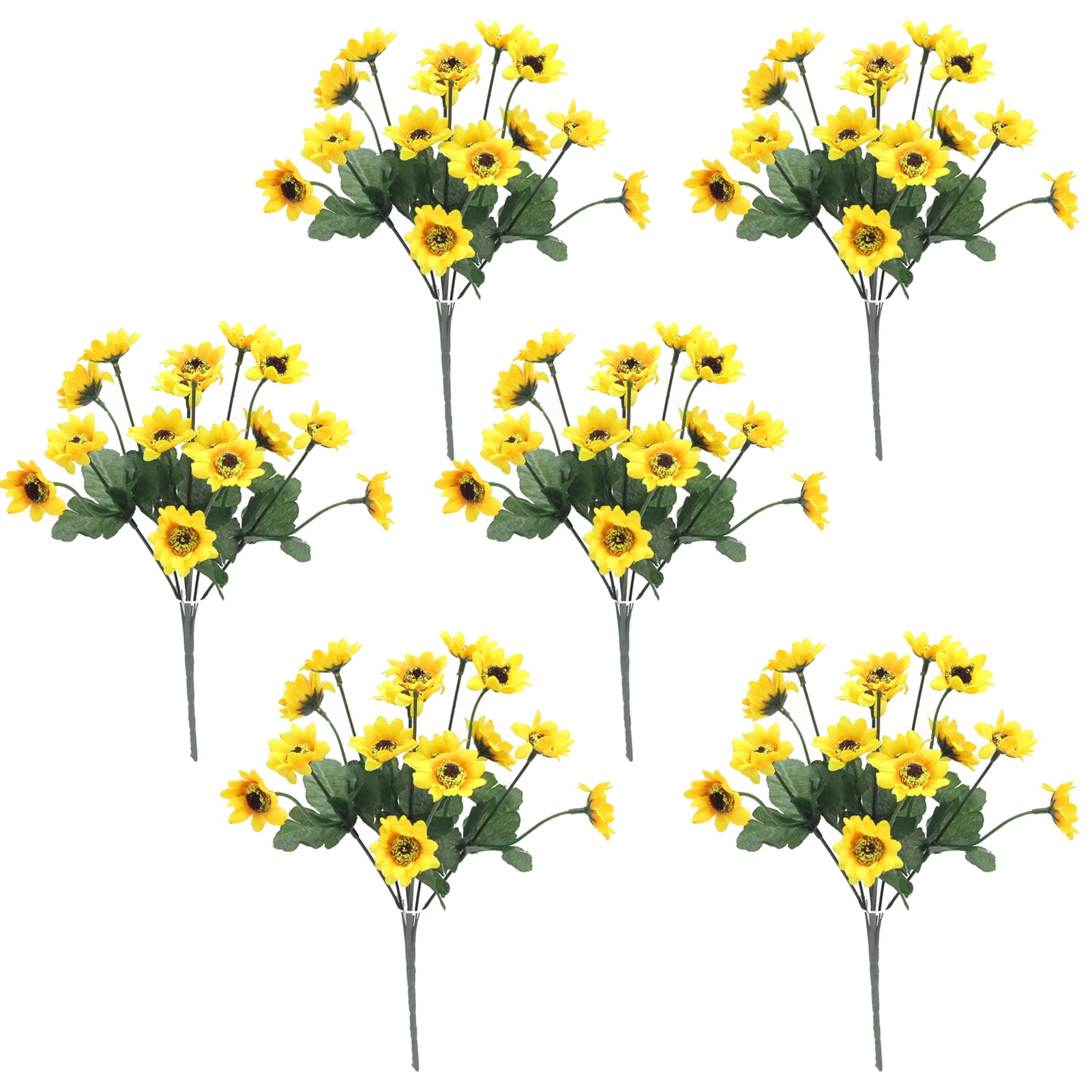 6-Pack Artificial Gerbera Daisy & Tulip Bouquet - Silk Flowers, 13-24 Inches, For Home, Wedding, Vase Decor