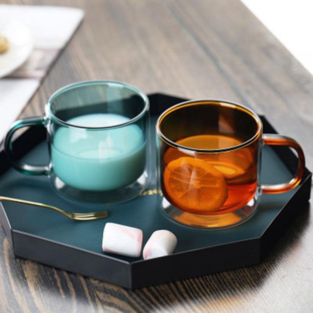 Clear Glass Mugs Set 8 Pack Clear Borosilicate Glass Coffee Mugs - 8 Oz  Insulated Cups With Handles Insulated Coffee Cups With Handle