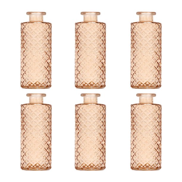 6 jarrones de cristal con forma de capullo, contenedores decorativos para plantas, mini jarrones para sala de estar. Marrón