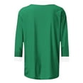 thumbnail image 4 of JURANMO 3/4 Length Sleeve Womens Tops Casual Summer Spring Vacation Trendy T Shirts Crewneck Color Block Three Quarter Tunic Blouse Lighten Sales of The Day Green XXL, 4 of 6