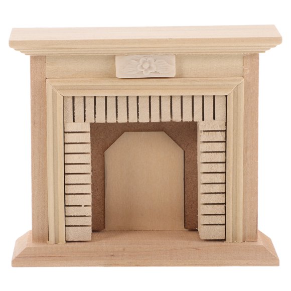Miniature Furniture Mini House Wood Fireplace Beige Wood 1Pcs