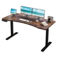 thumbnail image 2 of Electric Standing Desk 63x30 Inch, Dual Motor Height Adjustable Desk, Curve Splice Board, 4 Memory Presets, Cable Basket, Home Office Workstation, Rustic Brown, 2 of 11