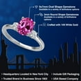 thumbnail image 2 of Gem Stone King 14K White Gold Pink Created Sapphire and White Lab Grown Diamond Engagement Ring for Women | 1.20 Cttw | Oval 9X7MM | Gemstone September Birthstone | Size 5, 2 of 6