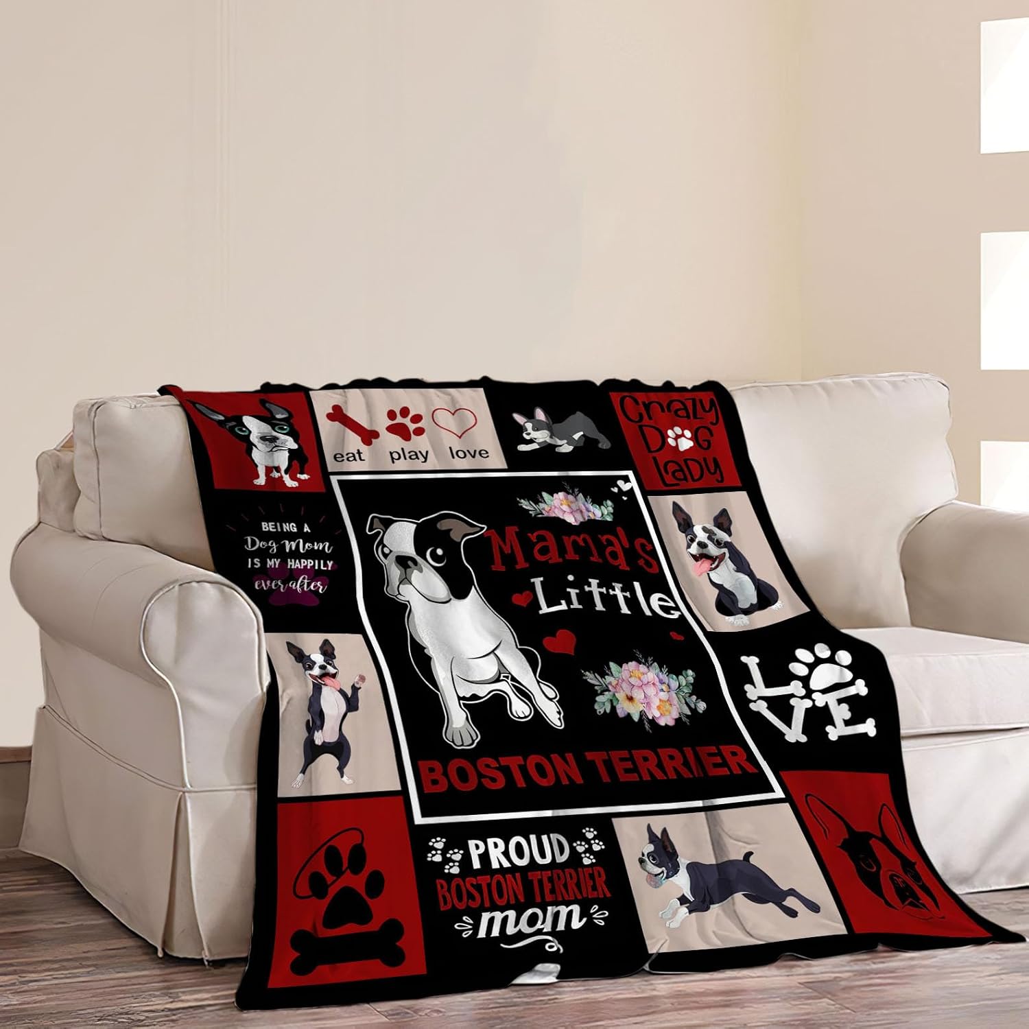 Boston Terrier Blanket Boston Terrier Gifts Throw Blankets Cozy Fleece Flannel Blanket Soft Warm Plush Lightweight Blanket Dog Gift for Couch Sofa Bed for Women Girls 50"X60"