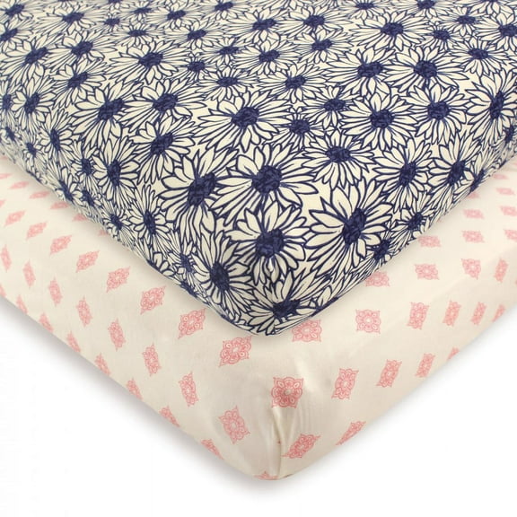 Touched by Nature Baby Girl Organic Cotton Crib Sheet, Daisy, One Size