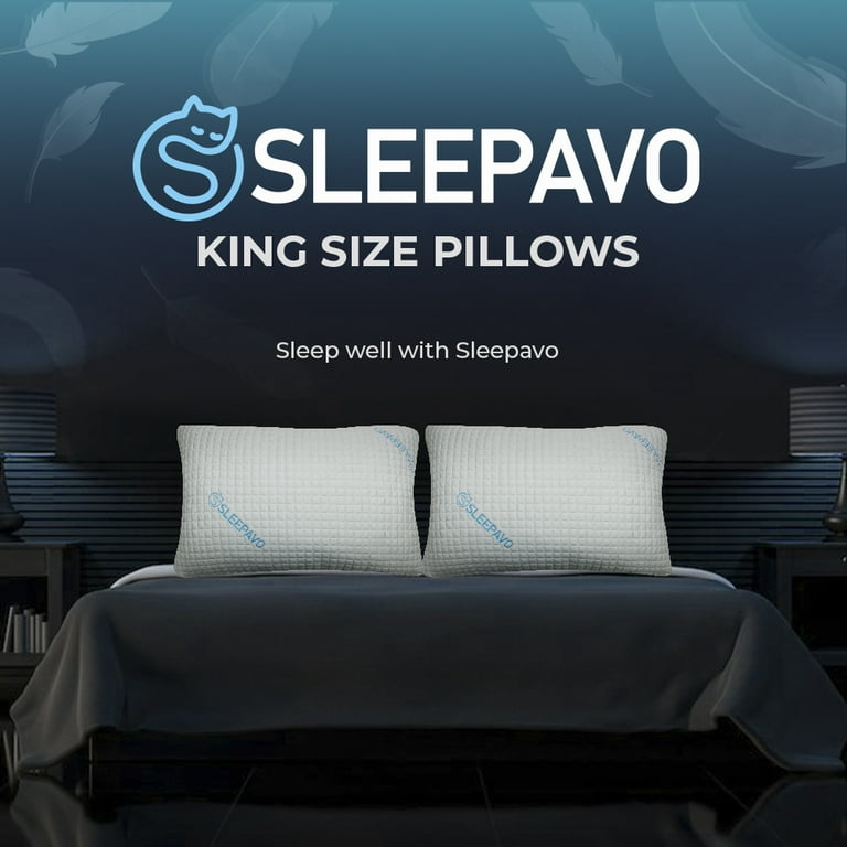 Cooling Pillow for Hot Sleepers - King Size Pillows Firm - Shredded Memory Foam Pillows - Side Sleeper Pillows for Adults with Extra Fill