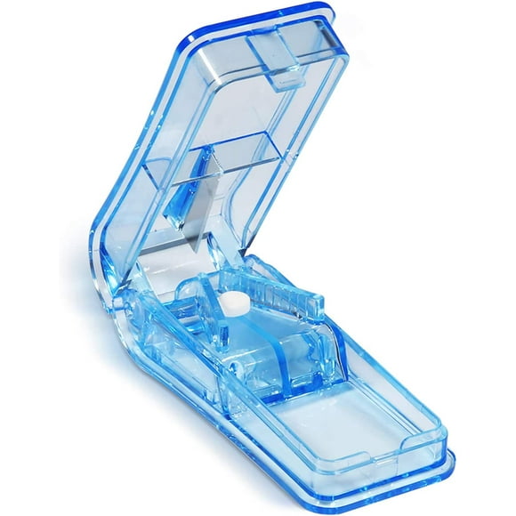 Pill Cutter for Cutting and Crushing Small and Large Pills, Pill Separator for Splitting Your Pills and Transporting Your Medicines - Blue