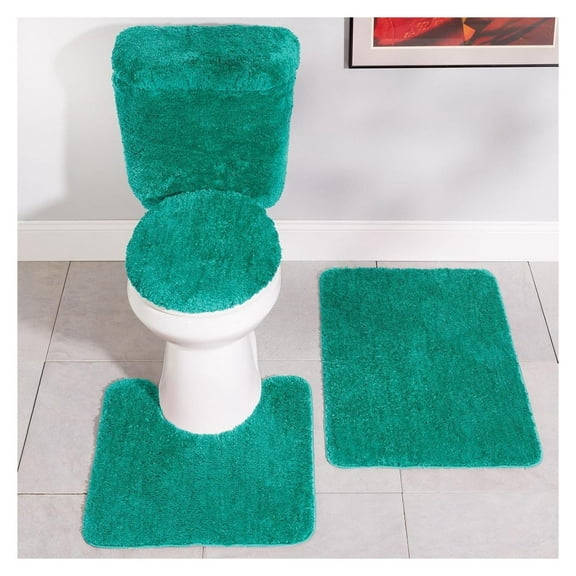 Stoneberry Home Plush Bath Rug Set, Teal, 5 Count